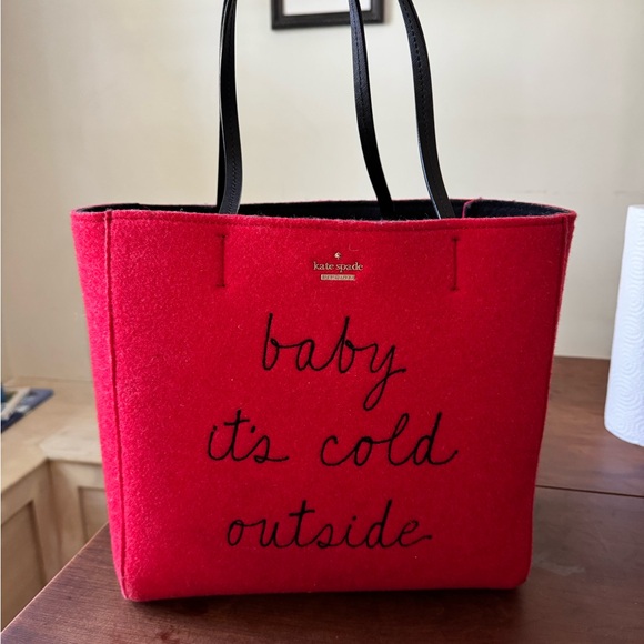 Kate Spade Vibrant Red Tote with Playful Script - Picture 1 of 8